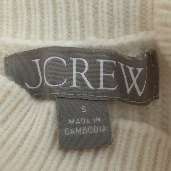 J Crew Ivory Fisherman’s Knit Ribbed Mock Turtleneck Cropped Sweater SZ S - Picture 5 of 10